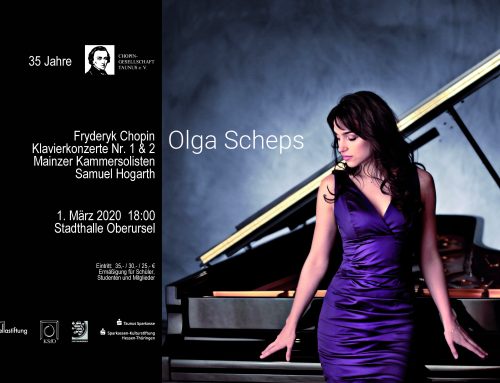 Konzertempfehlung: Olga Scheps spielt Fryderyk Chopin Klavierkonzerte Nr. 1 & 2 am 1. März 2020 in der Stadthalle Oberursel/Taunus